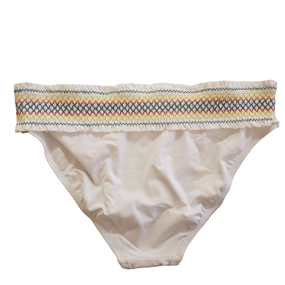 White Smocked Hip Bikini Bottom Size 10 - Picture 2 of 6